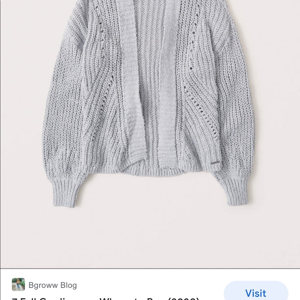 Abercrombie & Fitch Puff Sleeve Cardigan-Blue Grey